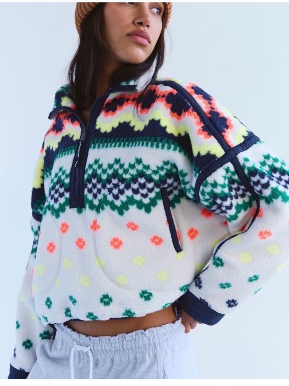 FREE PEOPLE x movement Mountain High Printed Half Zip Fleece size medium - Picture 3 of 11